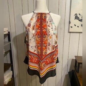 Fortune Ivy Saira Hankercheif Halter Neck Top - Multicolor Large